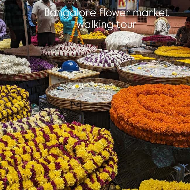 Bangalore Walking Tour KR Flower Market,Fort,Tippu palace - Inside KR Market, flowers first