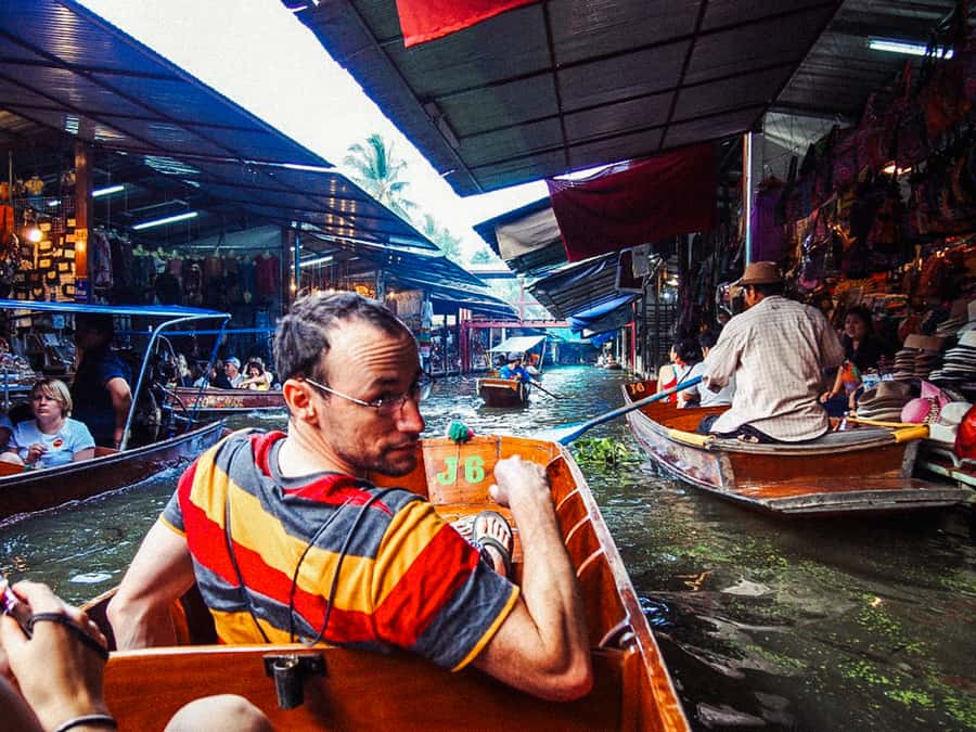 Grand Palace, Damnoen Floating Market & Maeklong Market Tour - Damnoen Saduak by boat, not just from the shore
