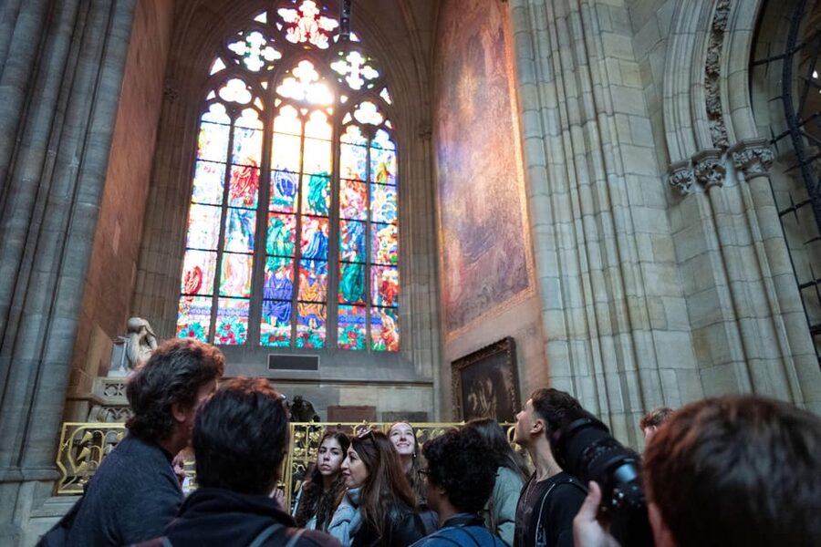 Prague Castle Interiors, Bus Tour and Vltava River Cruise - St. Vitus Cathedral and its Gothic details