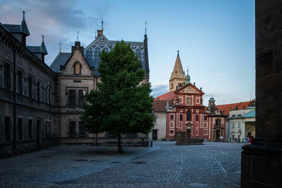 Prague Castle, St. Vitus Cathedral, Royal Palace, St. George's Basilica - The city view from the castle grounds
