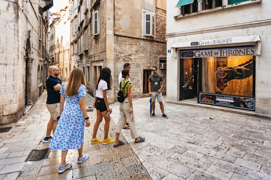 Split: Old Town and Diocletian Palace Walking Tour - The Riva promenade and views toward Marjan